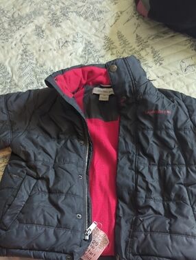 Calvin Klein Kids Black Puffer Jacket with Red  Lining
